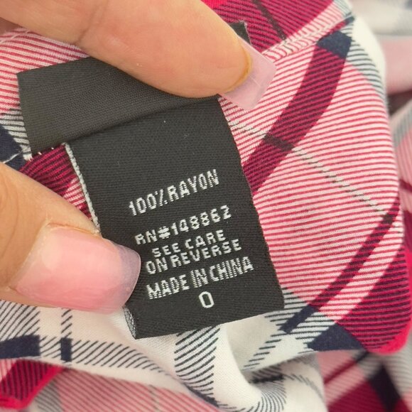 Torrid Womens Pink Baby Doll Plaid Button-Up Tunic Top Size 0 100% Rayon - Picture 5 of 11